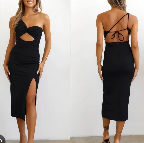 Hello Molly Shoulder Dress Black Dress